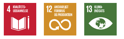 FN's verdensmål 4, 12 og 13: Kvalitetsuddannelse, ansvarligt forbrug og produktion samt klimaindsats